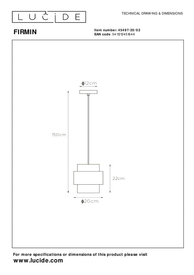 Lucide FIRMIN Hanglamp - Mat Goud | Messing