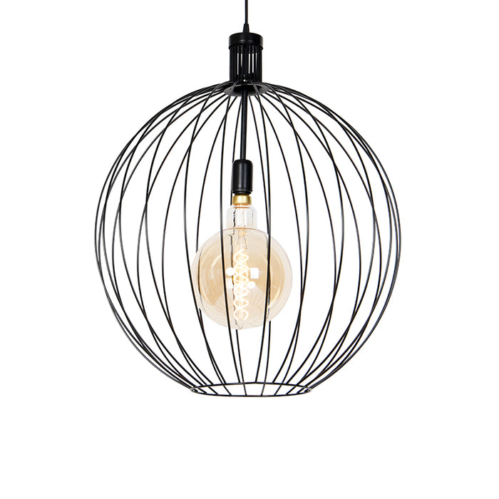 QAZQA Hanglamp wire-dos - Zwart - Design - D 600mm