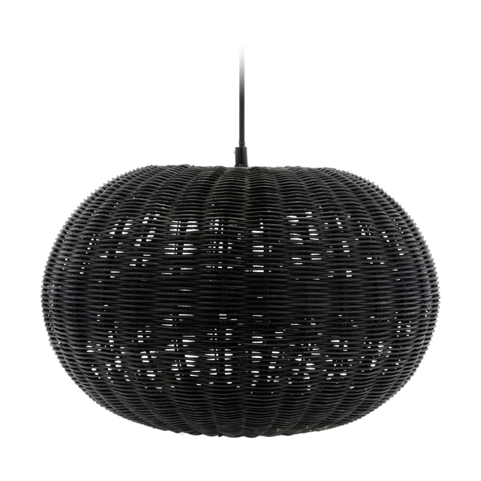 Villa Collection Werna rattan hanglamp zwart - 40,5 x 25 cm