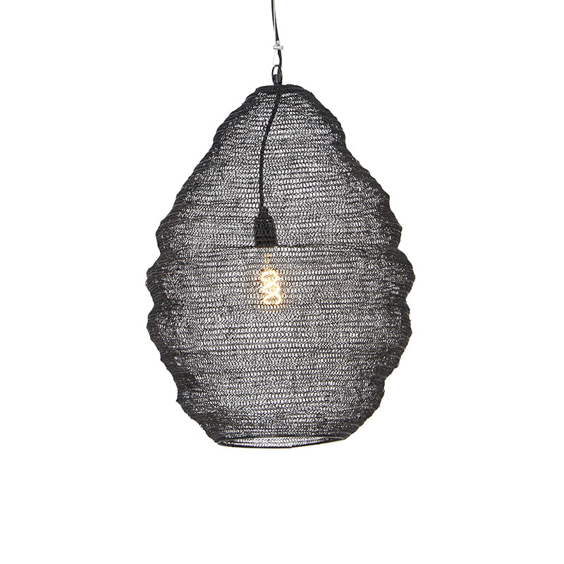 QAZQA Oosterse hanglamp zwart 45 cm - Nidum L