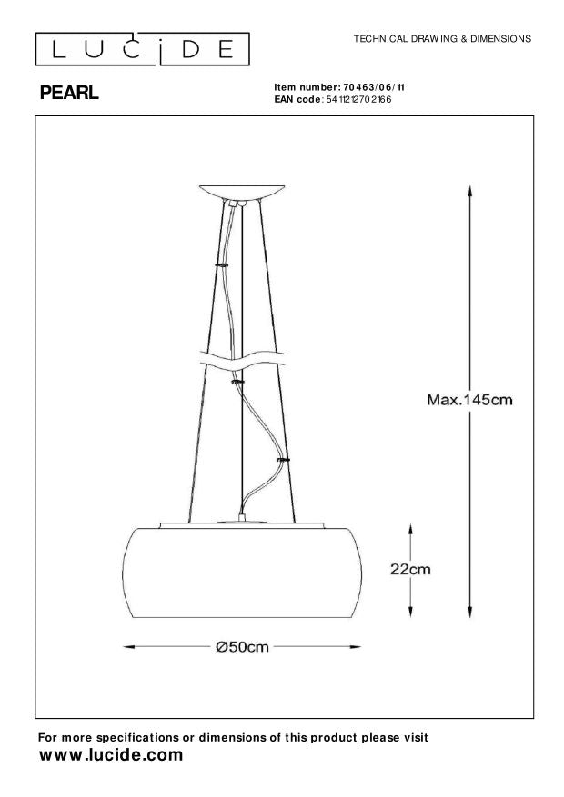 Lucide PEARL Hanglamp - Chroom