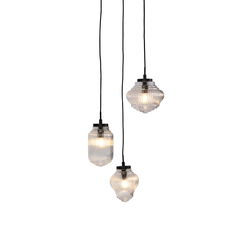 QAZQA Hanglamp Orta - Zwart - Art Deco - D 430mm