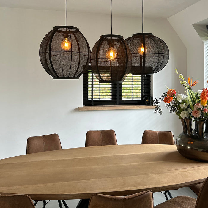 QAZQA Oosterse hanglamp zwart stof 48 cm - Rob