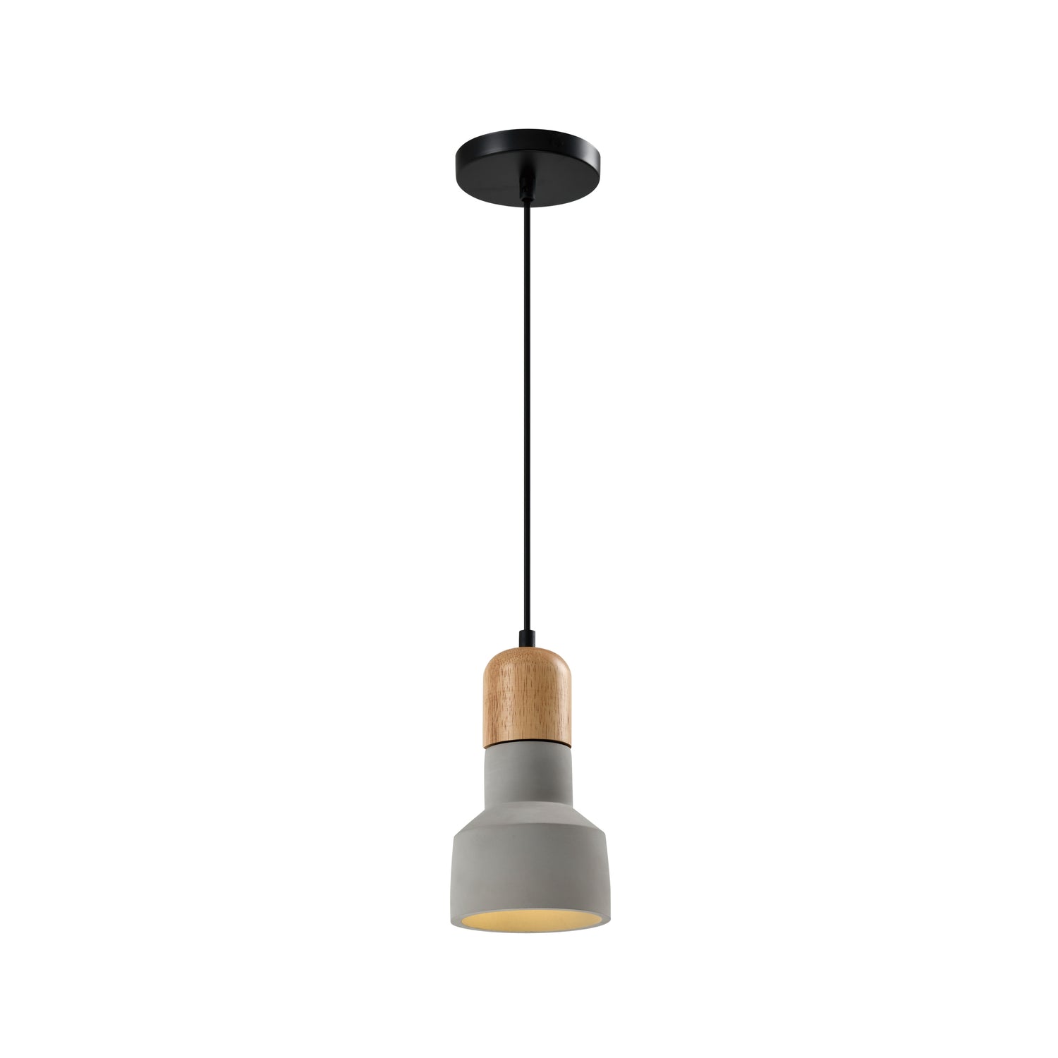 QUVIO Hanglamplangwerpig beton met hout grijs - QUV5143L-GREY