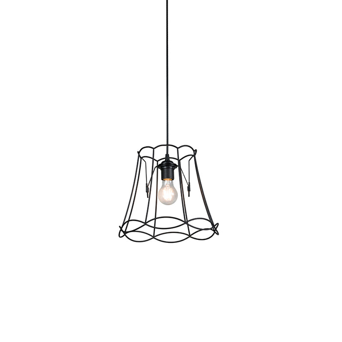 QAZQA Retro hanglamp zwart 30 cm - Granny Frame
