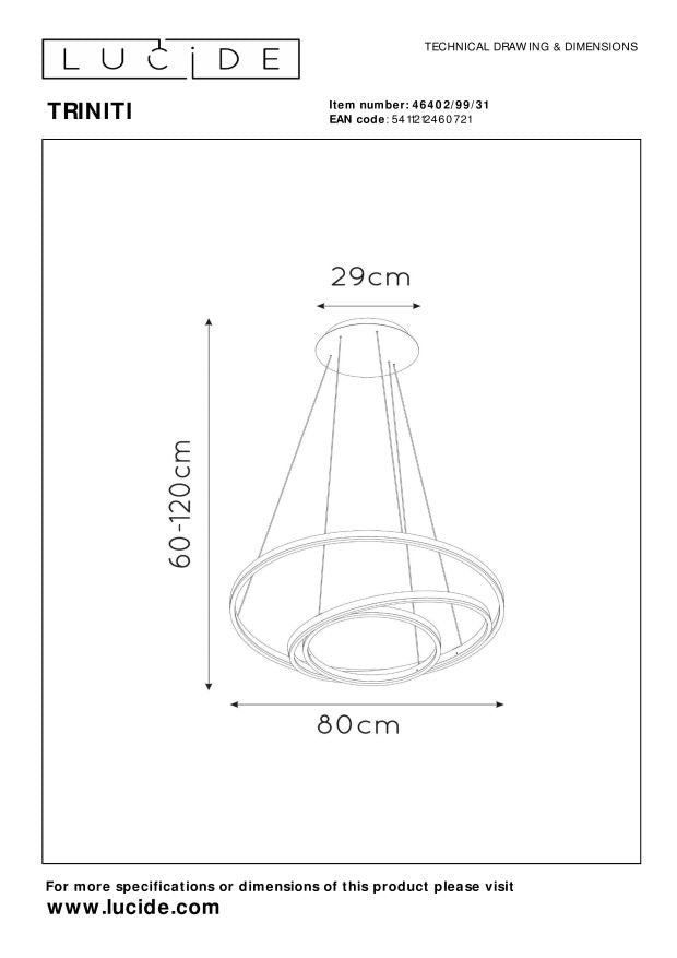 Lucide TRINITI Hanglamp - Wit