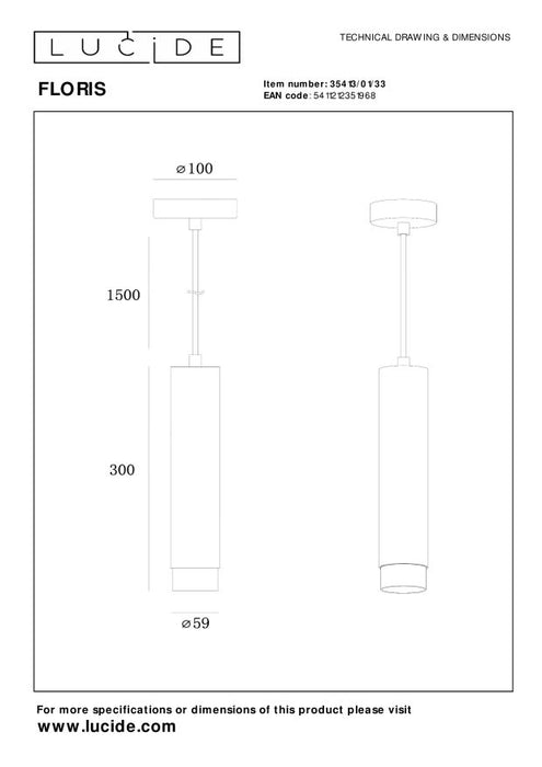 Lucide FLORIS Hanglamp 1xGU10 - Groen
