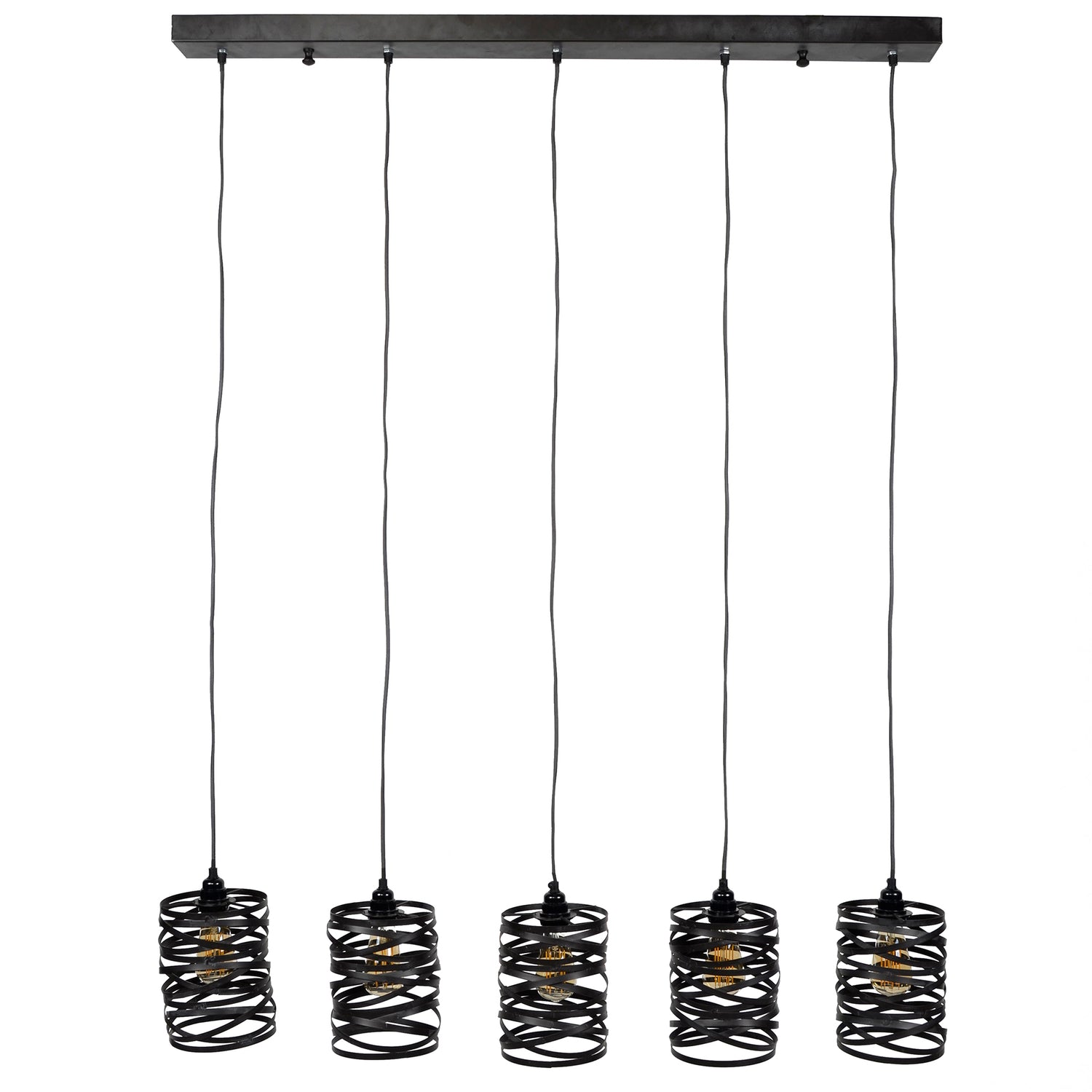 Hoyz - Industriele Hanglamp - 5 Lampen - ø17 - Spiraal