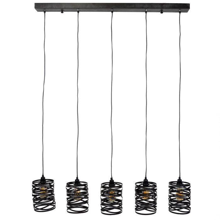Hoyz - Industriele Hanglamp - 5 Lampen - ø17 - Spiraal
