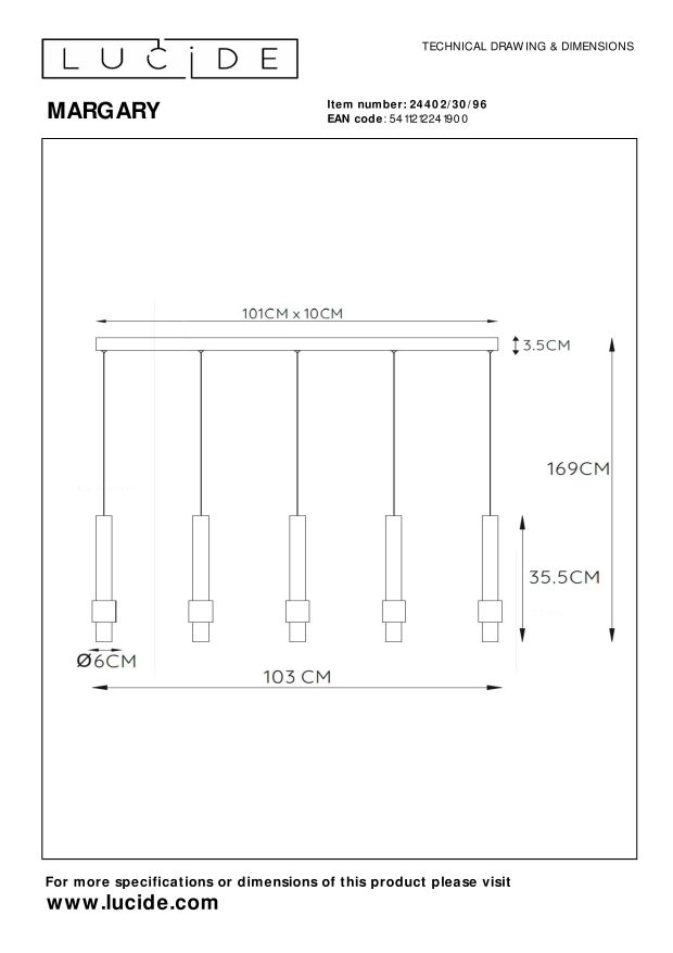 Lucide MARGARY Hanglamp - Koffie