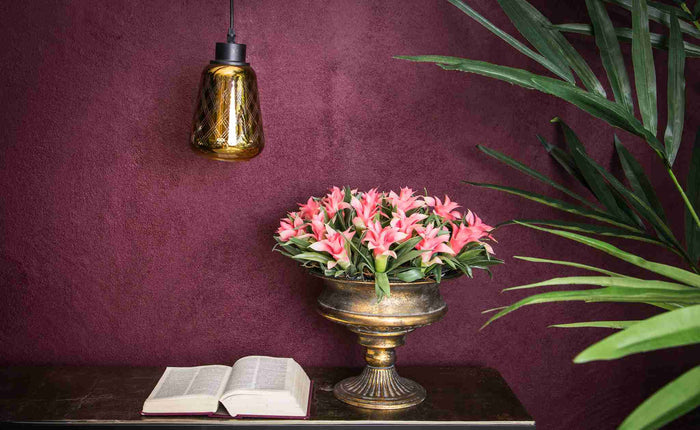 PTMD Doreen Hanglamp - 14 x 14 x 23 cm - Glas - Goud