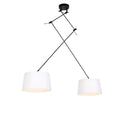 QAZQA Hanglamp zwart met linnen kappen wit 35 cm 2-lichts - Blitz