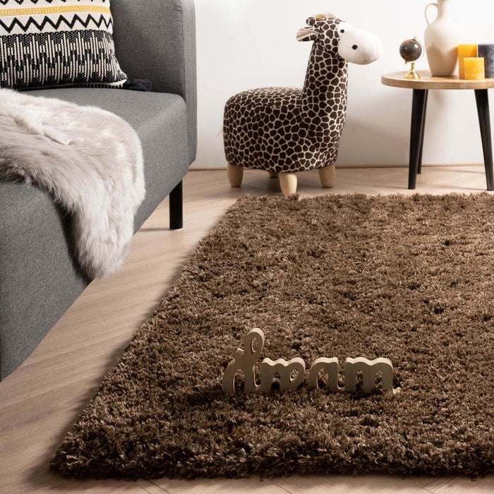 Tapeso Hoogpolig vloerkleed - Cozy Shaggy - bruin - 160x230 cm