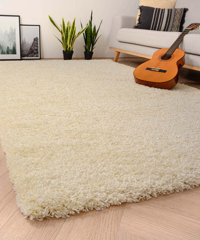 Tapeso Hoogpolig vloerkleed shaggy Grand effen - crème - 120x170 cm