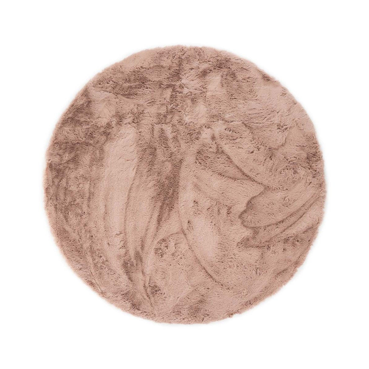 Tapeso Rond hoogpolig vloerkleed - Comfy plus - roze - 80 cm