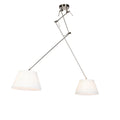 QAZQA Hanglamp staal met plisse kappen crème 35 cm 2-lichts - Blitz