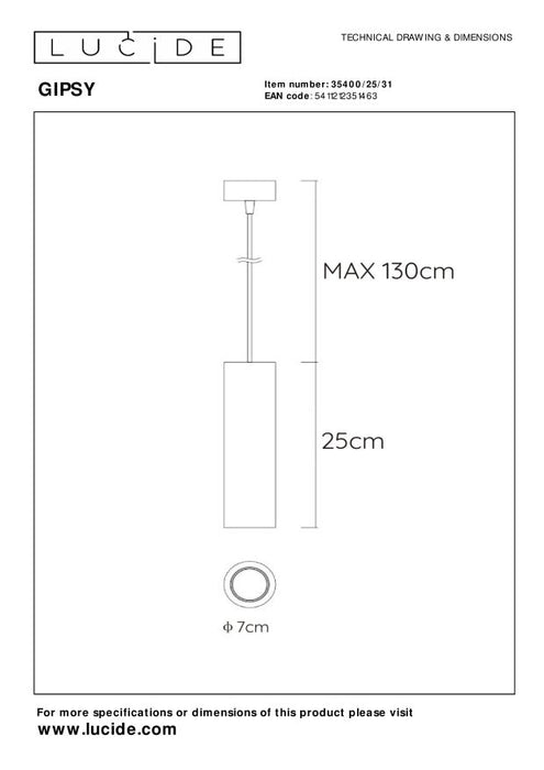 Lucide GIPSY Hanglamp - Wit