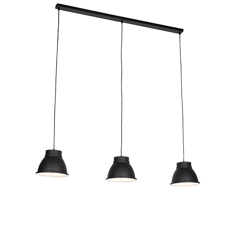QAZQA Hanglamp ron hl - Zwart - Landelijk - L 1200mm