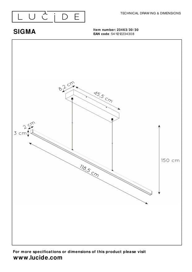 Lucide SIGMA Hanglamp - Zwart