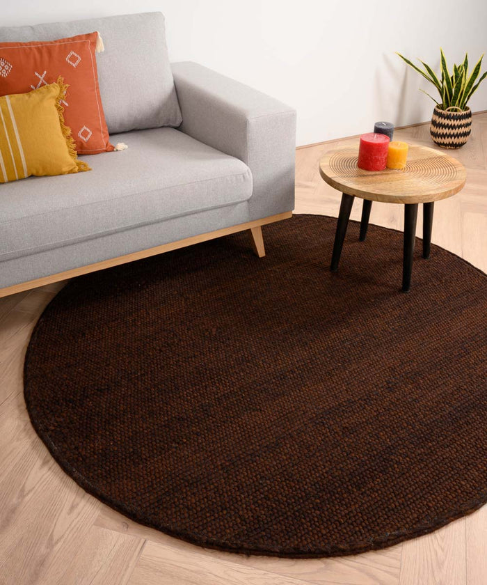 Nordic Weavers Rond wollen vloerkleed Lett - cacao - 120 cm
