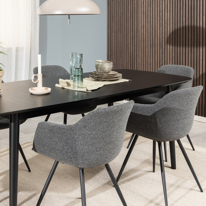 by fonQ Evolve Eettafel Uitschuifbaar - 180/220 x 90 cm - Zwart