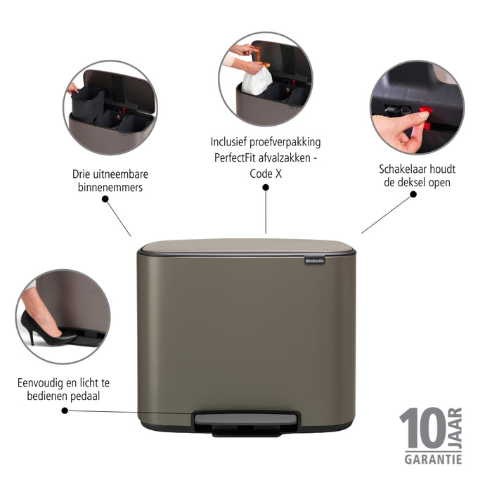Brabantia Bo Pedaalemmer 33 Liter (3x11 Liter)