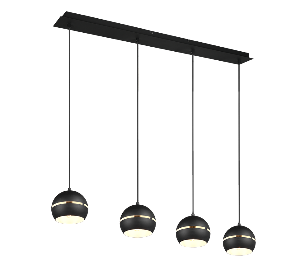 Trio Leuchten Fletcher Hanglamp 4x E14 Mat Zwart