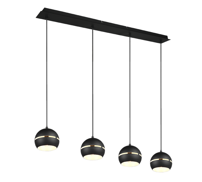 Trio Leuchten Fletcher Hanglamp 4x E14 Mat Zwart