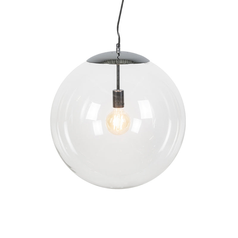 QAZQA Scandinavische hanglamp chroom met helder glas - Ball 50