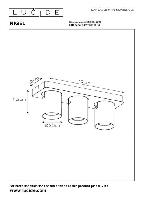 Lucide NIGEL Plafondspot - Antraciet