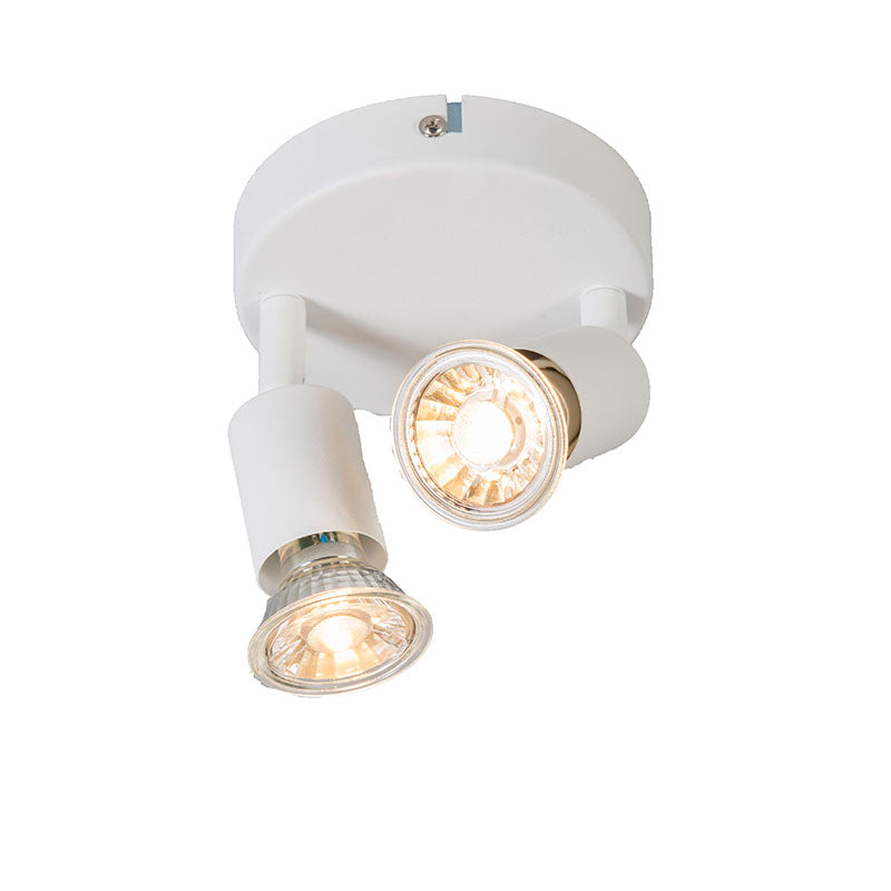 QAZQA Moderne spot wit kantelbaar rond 2-lichts - Jeany