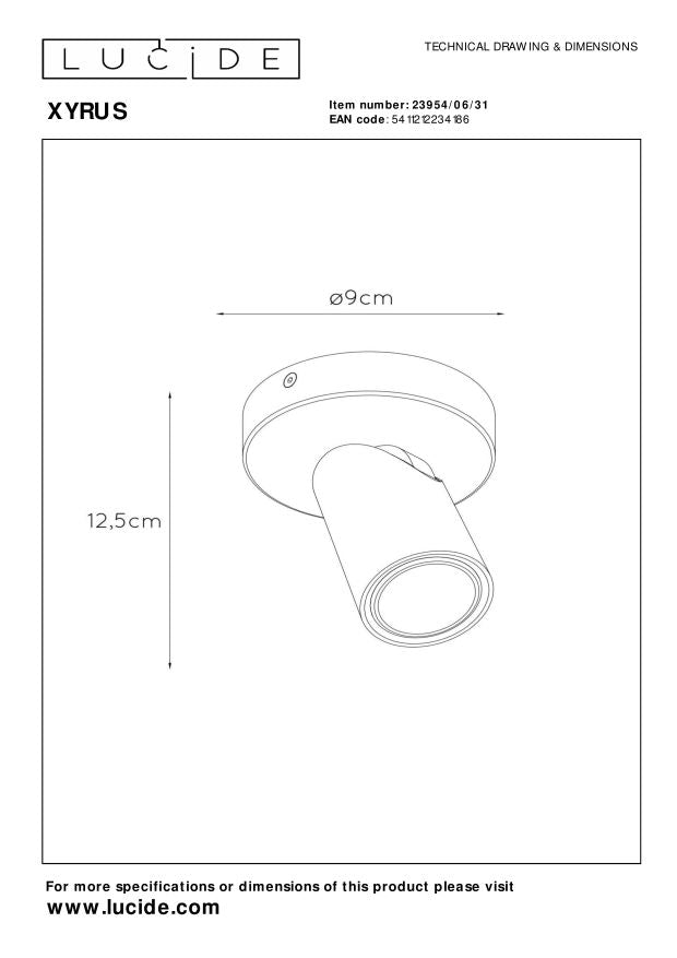 Lucide XYRUS Plafondspot - Wit