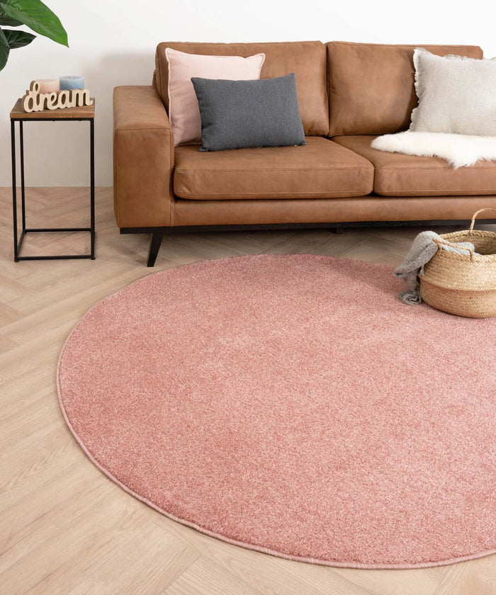 Tapeso Rond vloerkleed Fine - roze - 200 cm