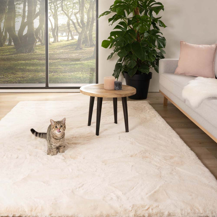 Tapeso Zacht hoogpolig vloerkleed - Comfy plus - crème - 230x330 cm