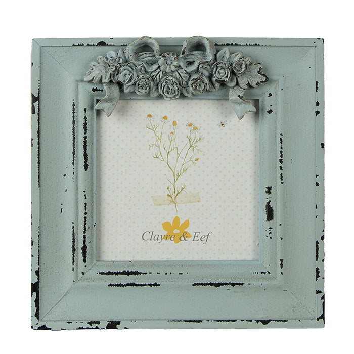 Clayre & Eef Fotolijst 10x10 cm Groen MDF Bloemen