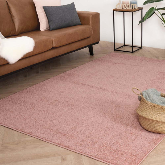 Tapeso Vierkant vloerkleed Fine - roze - 240x240 cm