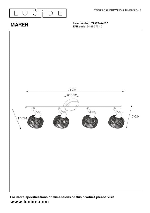 Lucide MAREN Plafondspot - Zwart