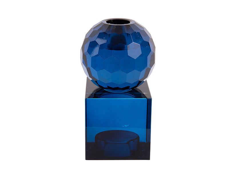 present time - Kandelaar Crystal Art - Vierkant Blauw - 5,9x5,9x11,3cm
