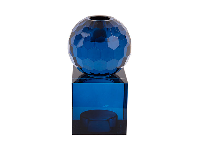 present time - Kandelaar Crystal Art - Vierkant Blauw - 5,9x5,9x11,3cm