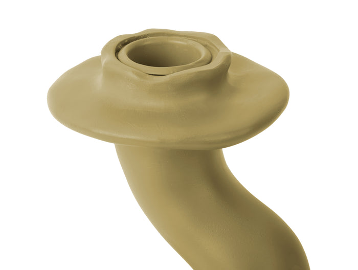 present time - Candleholder Organic Swirl large polyresin latte brown