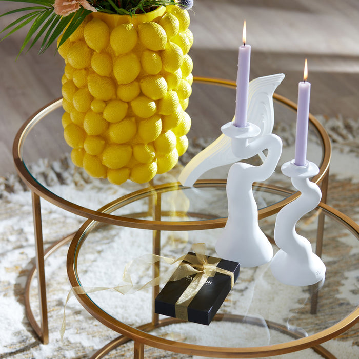 present time - Candleholder Organic Swirl medium polyresin white