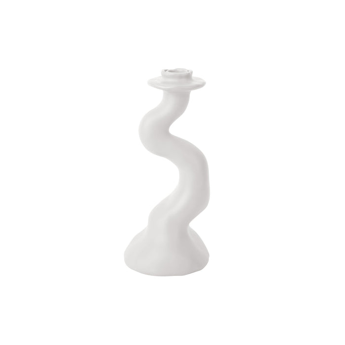 present time - Candleholder Organic Swirl medium polyresin white