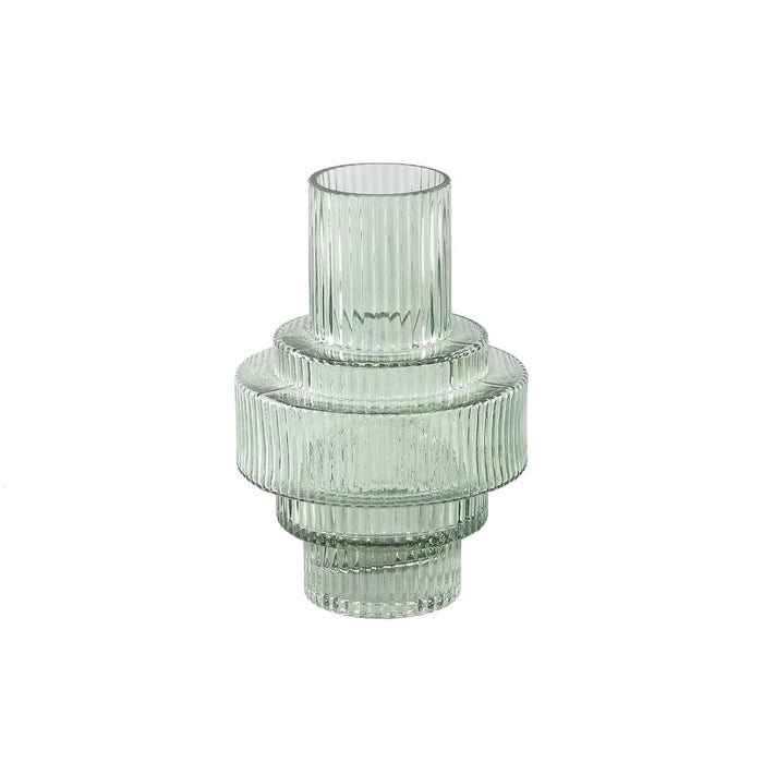 PTMD Lavine Ronde Kandelaar - H23 x Ø16 cm - Glas - Groen