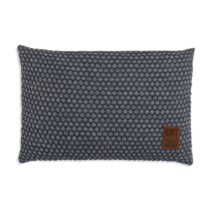 Knit Factory Juul Sierkussen - Antraciet|Licht Grijs - 60x40 cm