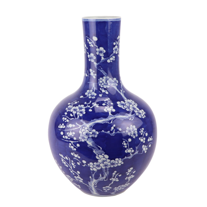 Fine Asianliving Chinese Vaas Porselein Blauw Handgeschilderd Bloesems
