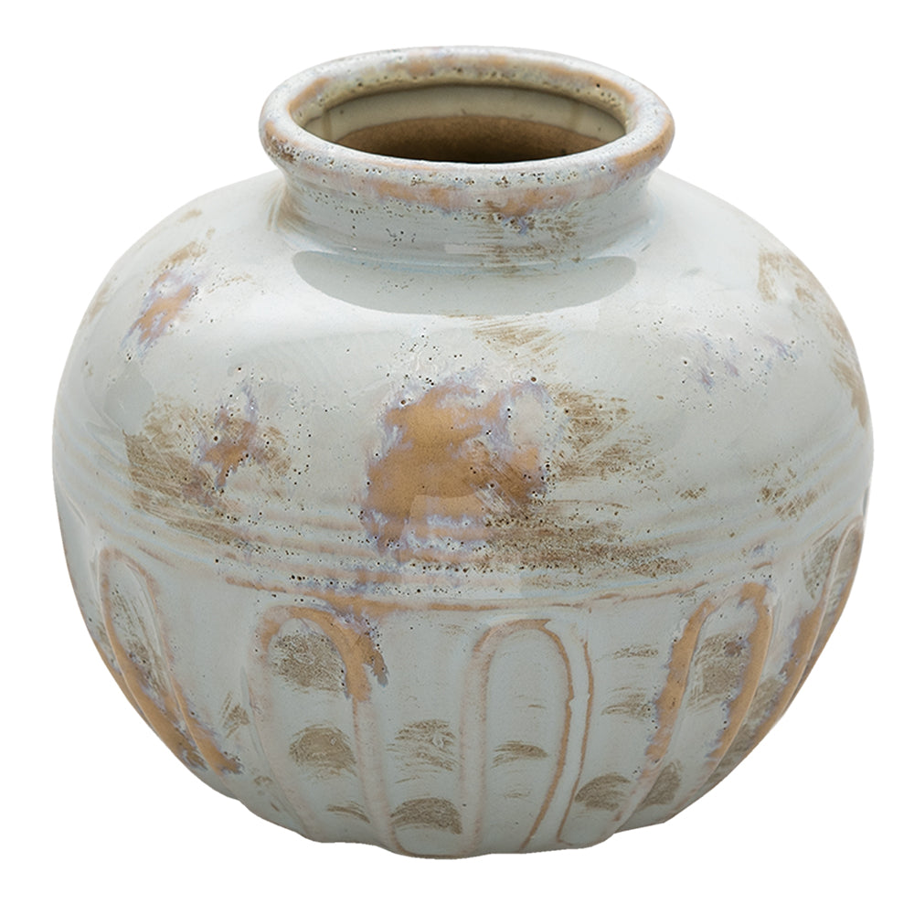 Clayre & Eef Vaas  Ø 15x13 cm Grijs Keramiek Rond Decoratie Vaas