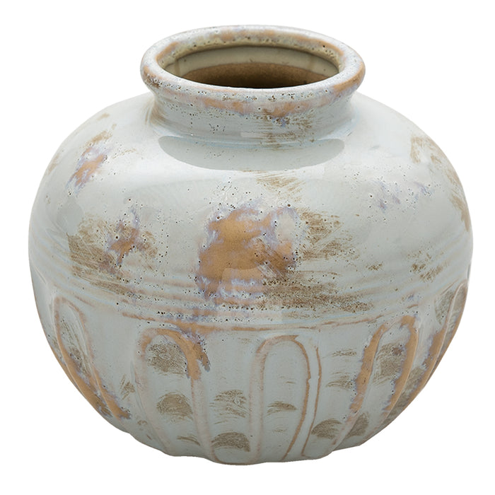 Clayre & Eef Vaas  Ø 15x13 cm Grijs Keramiek Rond Decoratie Vaas