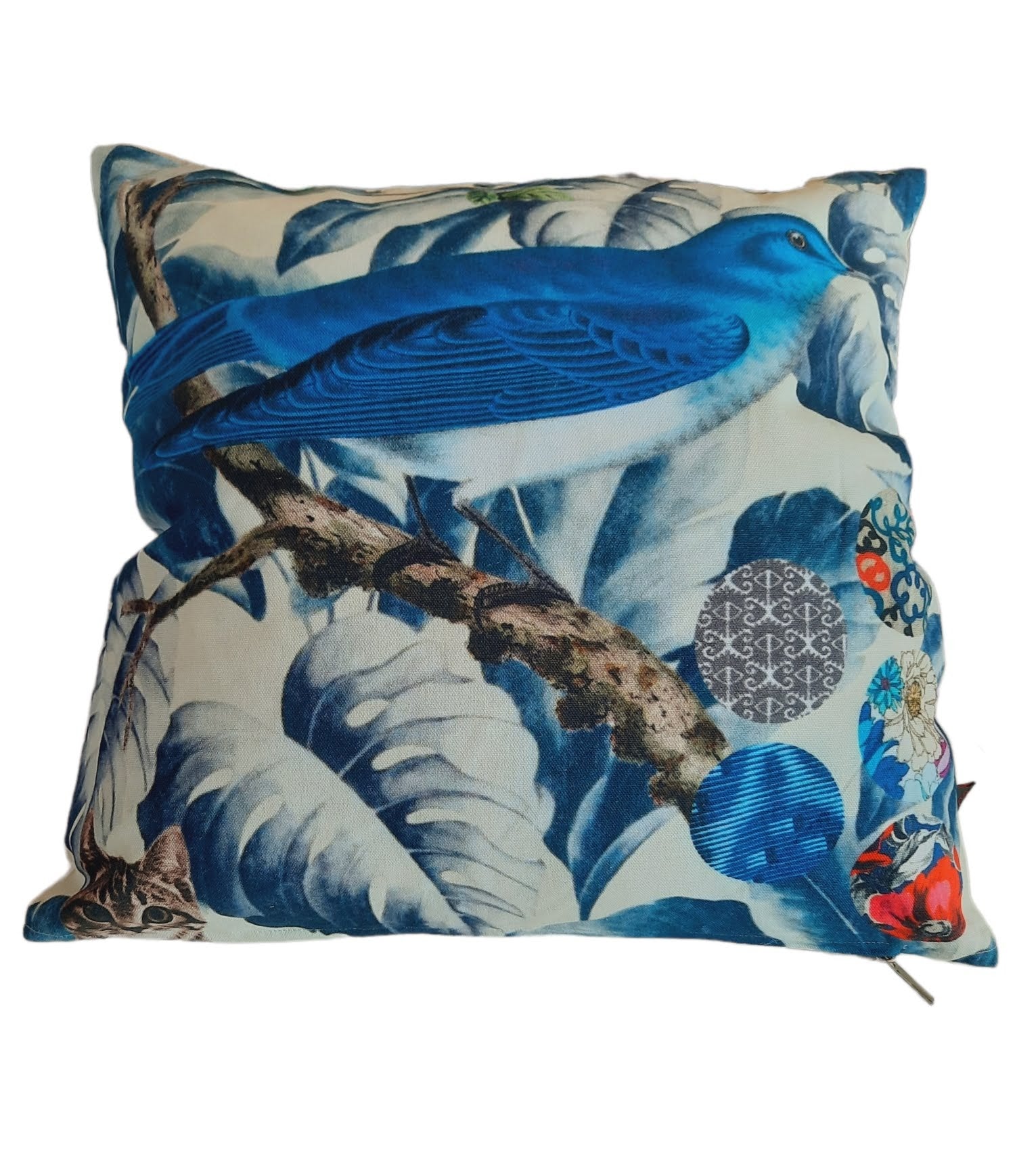 Furnilux - Set van 2 Sierkussens-45x45 cm - Vogel - Blauw