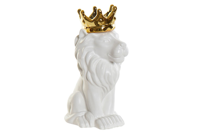 Decoratief beeld Vaas Royal Lion - Wit|Goud - H21 cm