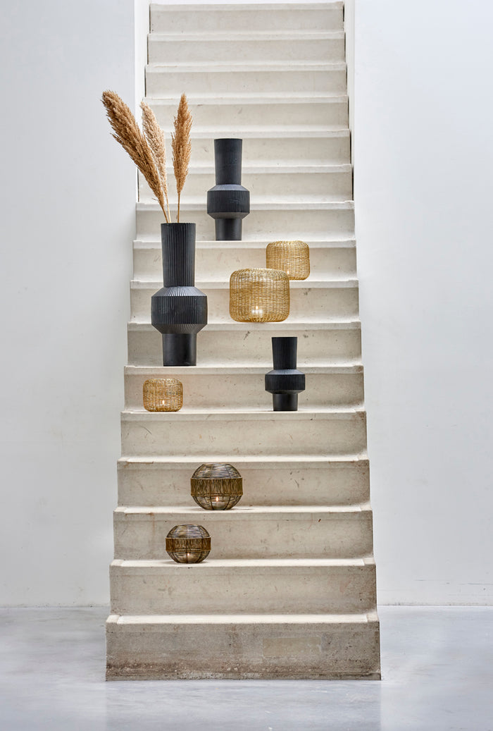 Light & Living Light&living Vaas deco Ø17x30 cm BENZO mat zwart